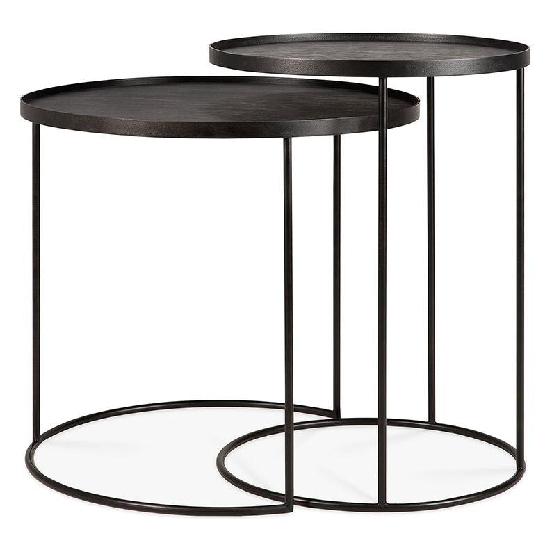 Ethnicraft Round Tray Side Table Set of 2 - Trit House